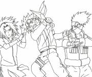 Coloriage Sakura, Naruto et Kakashi de l'anime japonaise