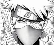 Coloriage Visage de Kakashi portant son masque