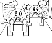 Coloriage Deux Kirbys et la course des voitures