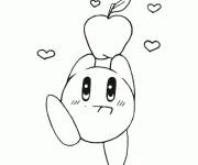 Coloriage Kirby apporte une pomme