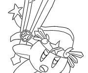 Coloriage Kirby au milieu d'un combat