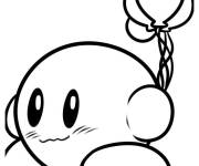 Coloriage Kirby avec ballons d'anniversaire
