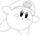 Coloriage Kirby avec le chapeau de Super Mario