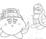 Coloriage Kirby avec le roi Dedede