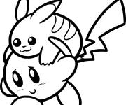 Coloriage Kirby avec Pikachu