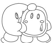Coloriage et dessins gratuit Kirby avec son ami préféré à imprimer