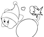 Coloriage Kirby avec une bombe