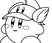 Coloriage Kirby avec une casquette sur la tète