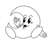 Coloriage et dessins gratuit Kirby en forme de la lune à imprimer