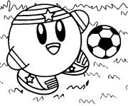 Coloriage et dessins gratuit Kirby en jouant au foot à imprimer