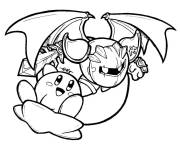 Coloriage Kirby en volant avec le Meta Knight