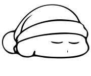 Coloriage Kirby endormi avec le bonnet sur tête