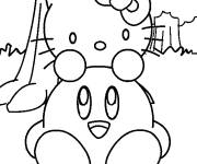 Coloriage et dessins gratuit Kirby et Hello Kitty à imprimer