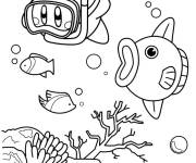 Coloriage Kirby et le monde sous marin