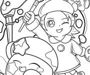 Coloriage Kirby et les filles artistes kawaii