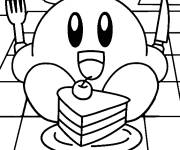 Coloriage et dessins gratuit Kirby gourmand aime le petit g&acirc;teau à imprimer