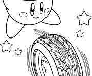 Coloriage Kirby lance la roue