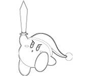 Coloriage Kirby lève l'épée