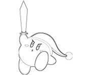 Coloriage Kirby l&egrave;ve l'&eacute;p&eacute;e
