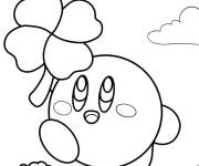 Coloriage Kirby mignon tenant une fleur