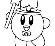 Coloriage Kirby portant le chapeau de magicien