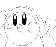Coloriage Kirby porte le chapeau de Noel