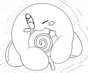 Coloriage Kirby qui aime les bonbons