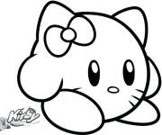 Coloriage Kirby rassemblant à Hello Kitty pour fille