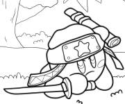 Coloriage Kirby Samurai dans la foret
