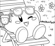 Coloriage Kirby se repose dans le jardin
