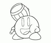 Coloriage Kirby tenant un marteau