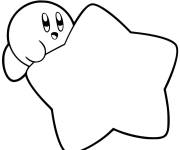 Coloriage Kirby tenant une &eacute;toile