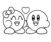 Coloriage Kirby tombent amoureux