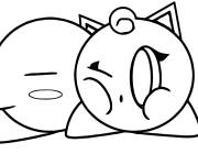 Coloriage Le chat Kirby en dormant
