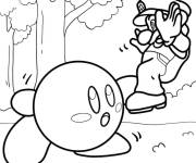 Coloriage Le combat de Kirby et Super Mario