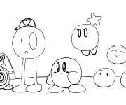 Coloriage Photo des amis Kirby en noir et blanc