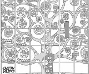 Coloriage Klimt Arbre