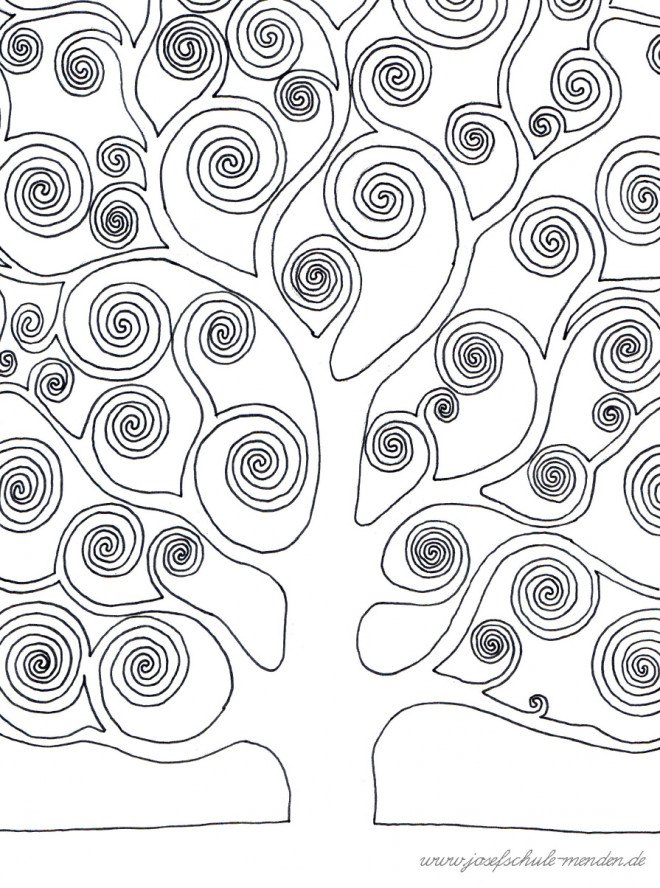 Coloriage Klimt Arbre Peinture Dessin Gratuit à Imprimer