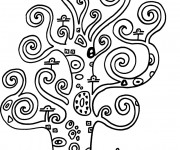 Coloriage Klimt en noir et blanc