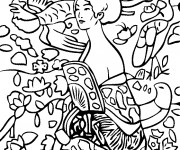 Coloriage Klimt Femme Japonaise