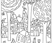 Coloriage Klimt Le Village