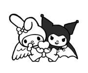 Coloriage et dessins gratuit Ange et d&eacute;mon de Kuromi à imprimer