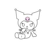 Coloriage B&eacute;b&eacute; Kuromi se repose