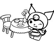 Coloriage Kuromi &agrave; table