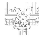Coloriage Kuromi au caf&eacute;