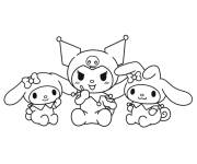 Coloriage Kuromi avec des b&eacute;b&eacute;s