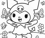 Coloriage Kuromi avec des papillons