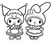 Coloriage Kuromi avec ma m&eacute;lodie en robes magnifiques