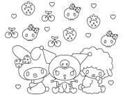 Coloriage et dessins gratuit Kuromi  avec ses amis Ma M&eacute;lodie et Piano à imprimer