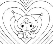Coloriage Kuromi dans des coeurs